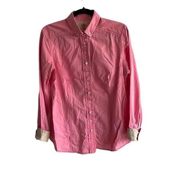 𝅺VAN LAACK Pink Cotton Button Front Long Sleeve Shirt Can Fold Cuffs 42 - Picture 1 of 10